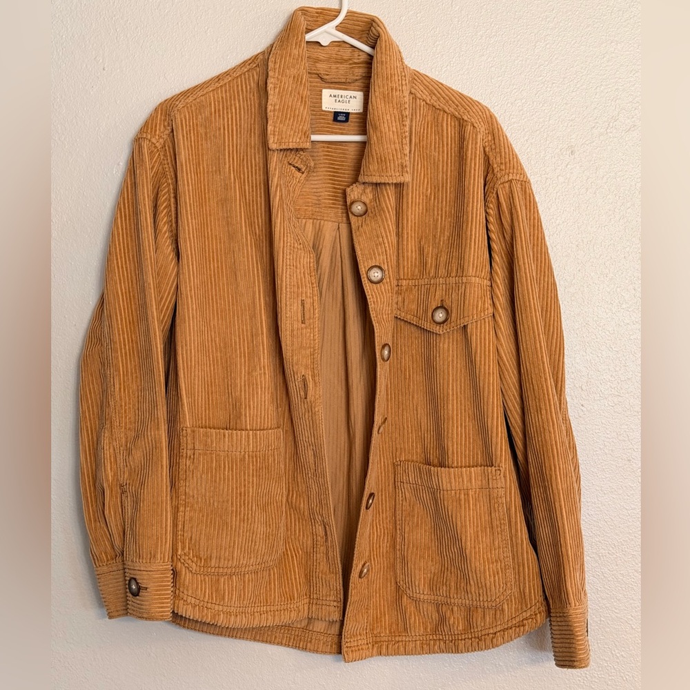 American Eagle Outfitters Women's Brown Corduroy Button-Down Shirt